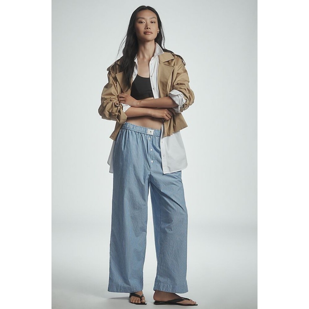 Anthropologie Wren Boxer Pants Blue White Stripe 2X NWT